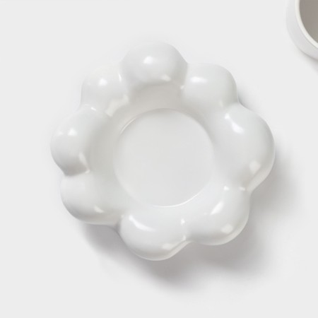 Coffee pair of ceramic "chamomile", 2 items: 260 ml mug, saucer d = 17 cm, white color-2
