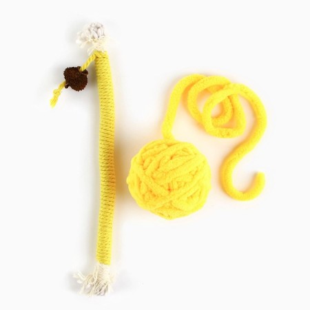 Toy for cats. Matatabi toys set and tangle, yellow color-1