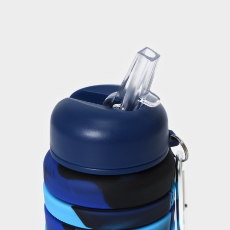 A bottle of water is folding, 500 ml, silicone, 7 × 21 cm, blue color-3