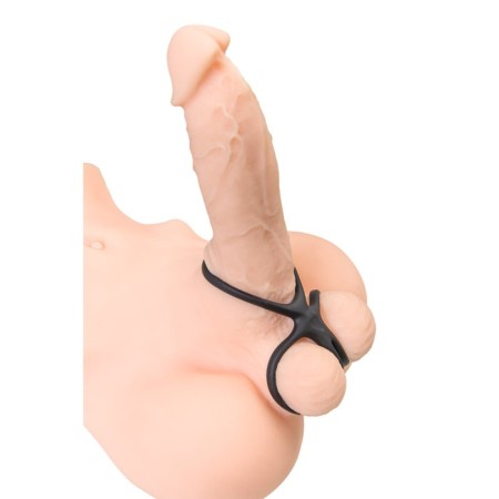Triple Ring on the A-Toys Kraken penis, silicone, black color, 10 cm-5