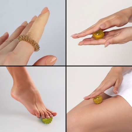 Hands and legs massage, d = 3.5 cm, 2 rings, yellow color-5