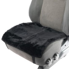 Kitting in the front seat, natural wool, short pile, black