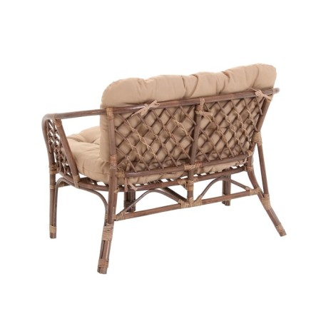 Garden Divan "Indo" from a rattan, with beige pillow/dark rattan, 113 x 68 x 71 cm-1