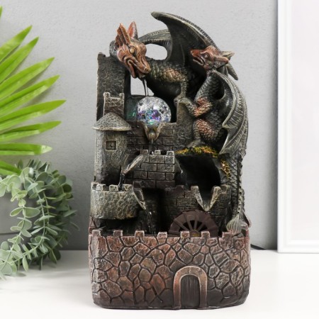 The desktop fountain from the network, backlight "Dragons on the tower" 20x18x35 cm