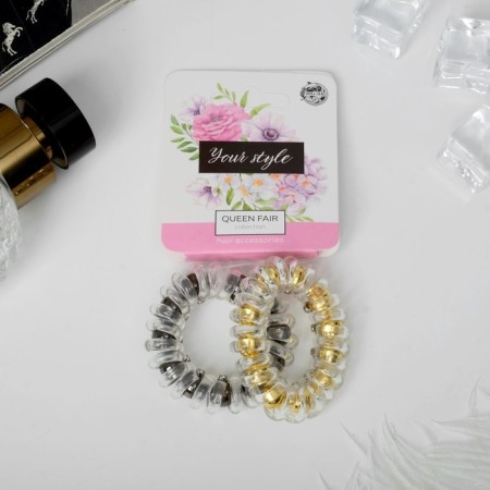 Hair elastic band "Spring Slide" (set 2 pcs) is large, mix