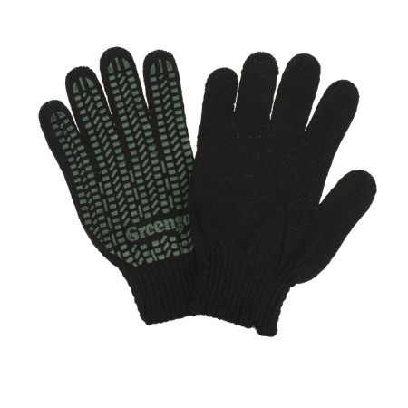 Garden gloves, x/b, knitting grade 10, 4 threads, size 9, with PVC dots, black, Greengo-2