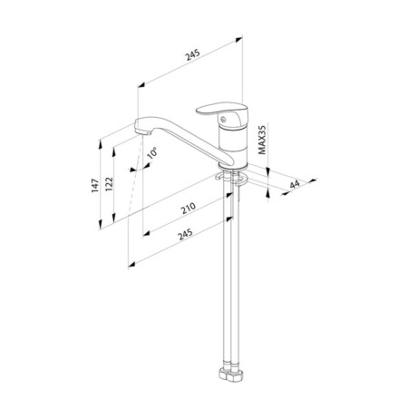 MILARDO MELAL M06SB00M05 kitchen mixer, single -leaf, low spout 210 mm, chrome-2