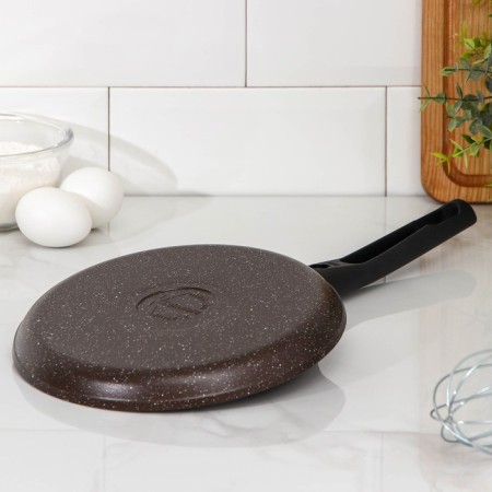 Pancake pan, d = 20 cm, plastic handle, anti -stick coating, coffee marble color-5