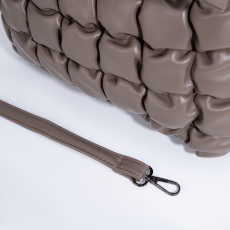 Load bag with zipper, long belt, beige color-5