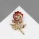 Brooch "Flower" Rose, red color in gold