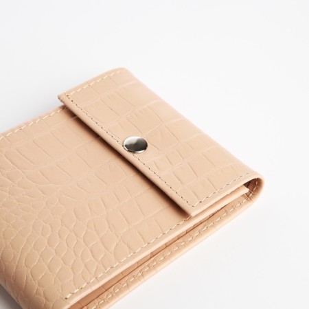 Women's wallet on the button, beige color-2