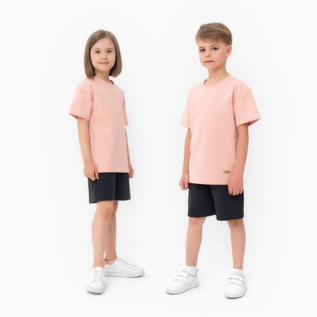 Kids (T -shirt, shorts) minku beige color/ graphite, height 134 cm