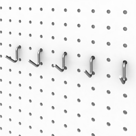 A hook bent with a hook 30 mm on a perforated chipboard panel, d = 4 mm, color chrome-3