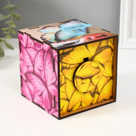 Piggy bank Cube "Happiness" 10x10x10 cm-5