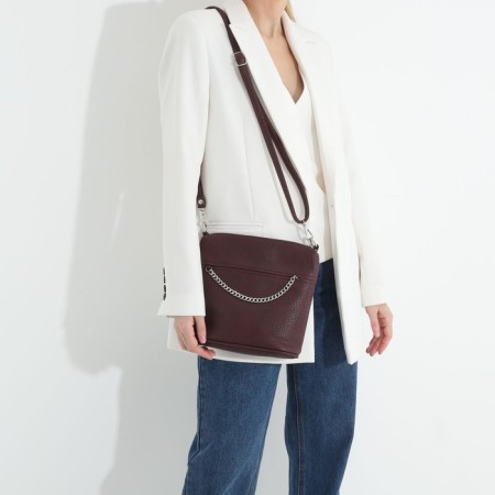 Janelli Cross-Boda Bag on a zipper, 2 external pockets, burgundy color-7