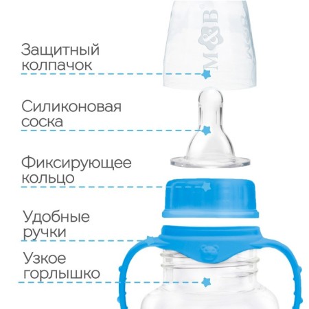 A bottle for feeding "Best Son", classic throat, 150 ml., 0 months, fitted, with handles-2