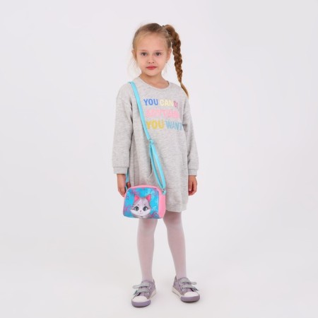 Children's bag for a girl "Gray cat" from eco-leather, on a strap, 15x12x3 cm-7