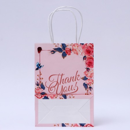 Craft package. Pink "Thank you" 15 x 8 x 21 cm-1
