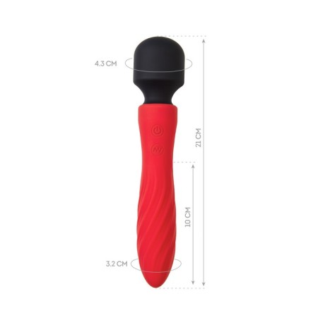 Bilateral vibro -massager Black & Red by Toyfa, Silicon, Red, 21 cm-8