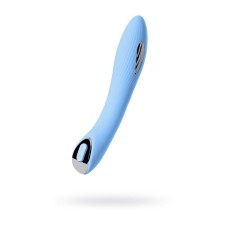 Vibrator with electrical stimulation Tesla G-Point, silicone, blue color, 21 cm