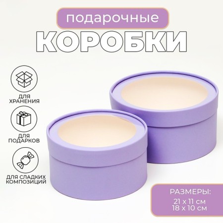 Box - tube 2 in 1, with a transparent lid "Lilac", 21 x 11 - 18 x 10