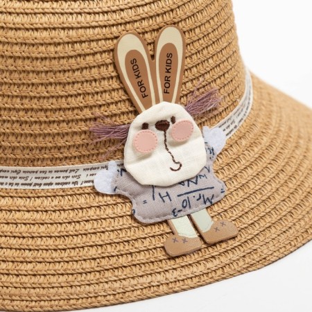 Hat for the girl Minaku "Bunny", brown color, river 52-8