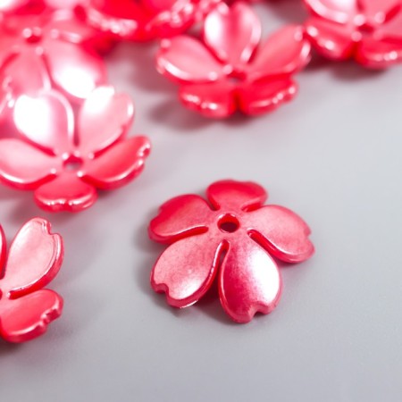 Beads for creativity plastic "Flower Pearl" set 40 pcs red 1.5x1.5 cm-1