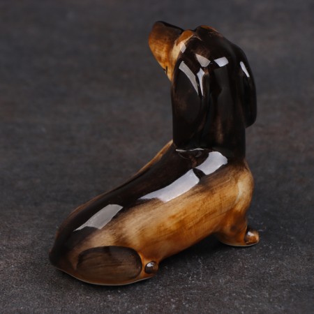 Porcelain figurine "Black Dachshund", 7 cm, author's painting-3