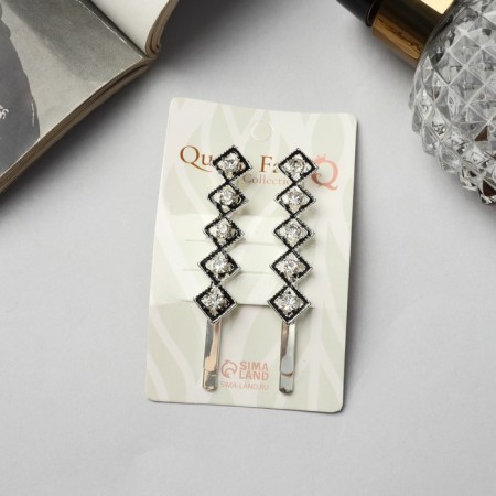 Invisibility for hair "Jannet" (set 2 pcs) Cube, 6.5 cm, silver-2