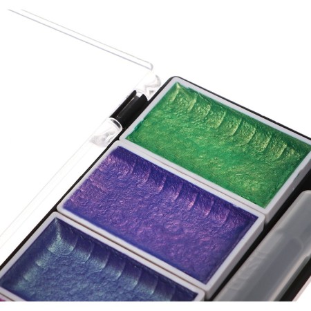 Watercolor paints, pearl, + brush, in a plastic box, 5 colors-5