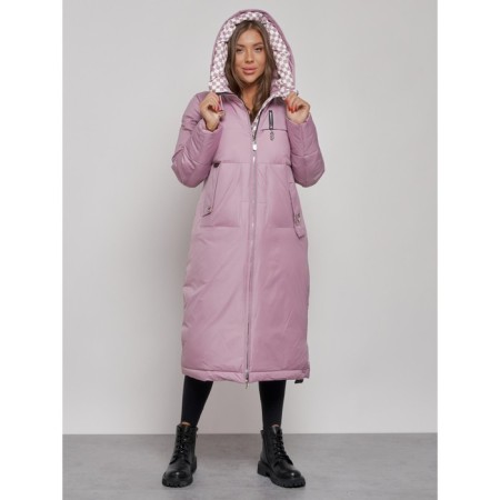 Coat insulated winter female, size 44, purple color-7
