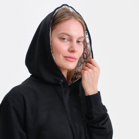 Women's suit (sweatshirt/pants), color is black, size XL-3