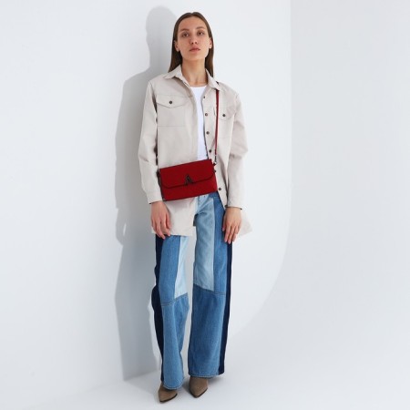 Magneta bag bag, long belt, red color-7