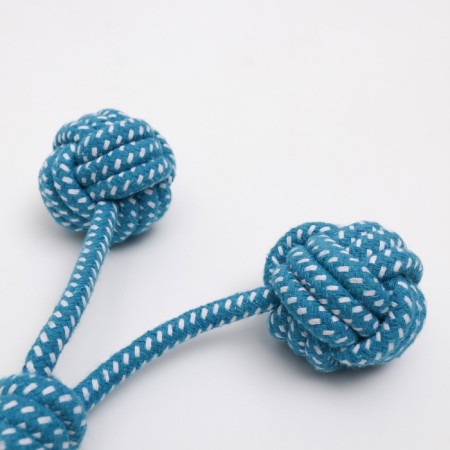 A rope toy with a pen and balls "duet", up to 35 cm, up to 180 g, blue/white-4