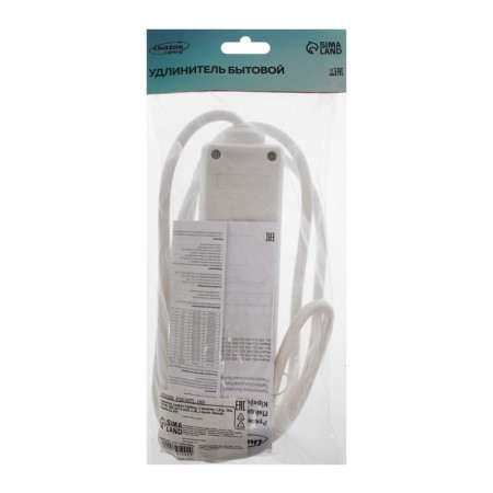 Luazon Lighting extension cord, 3 sockets, 1.8 m, 10 A, 2200 W, 3x1.5 mm2, with salary, with off.-4