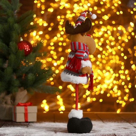 Soft toy "Deer in a striped scarf-day legs" stands, 11x36 cm-3