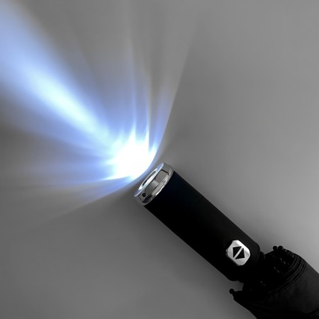 Automatic “plain” umbrella, with a flashlight, rotating pen, 3 additions, 10 spokes, r = 52 cm, black color is black-7