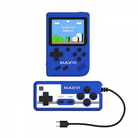 Game console MaxVi GSP-01, with a gamepad, AV cable, 8 bits, 500 games, blue-1