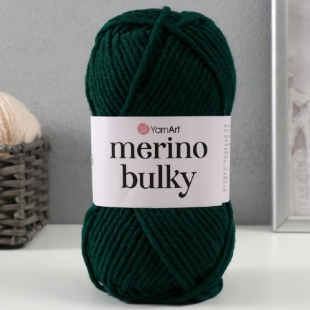 Yarn "Merino Bulky" 25% wool 75% acrylic 100m/100g (590 dark green)-4