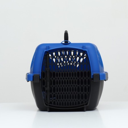 Carriage for animals with a plastic door, 40 x 32 x 26, blue-1