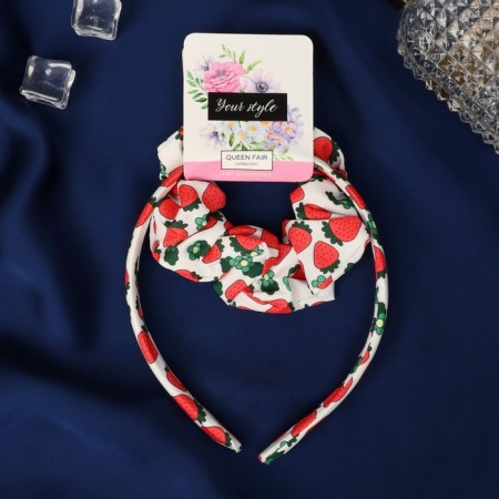 Hair set "Emilia" (elastic band, rim 1.5 cm) strawberries-1