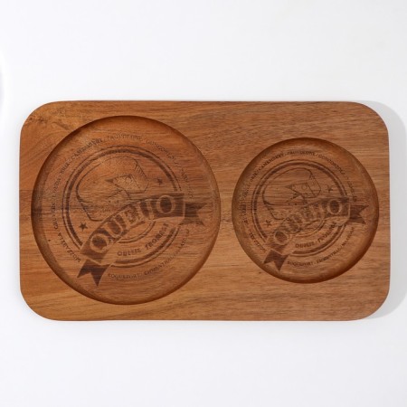 Serve dish with two lids, 34 × 20 × 12 cm, acacia-3