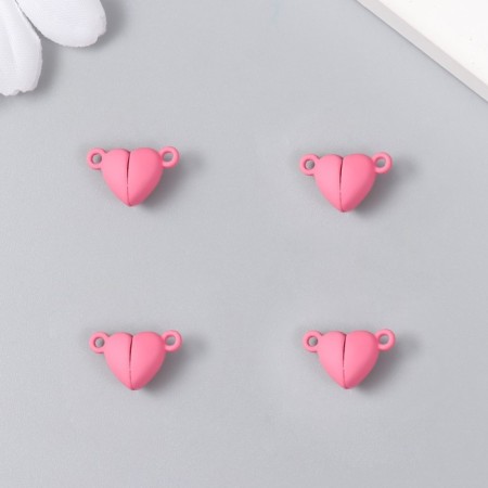 Magnetic metal lock "heart" pink matte 2 pcs 1.2x1.2 cm-2