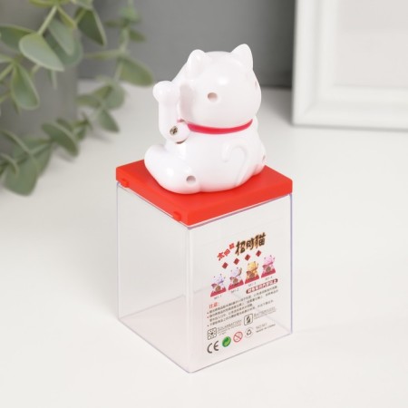 Plastic Plastic "White Mani-Neko with a fan and coin" 5x5x5 cm-8