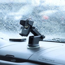 Phone holder on suction cup, sliding 6.5-10 cm, black