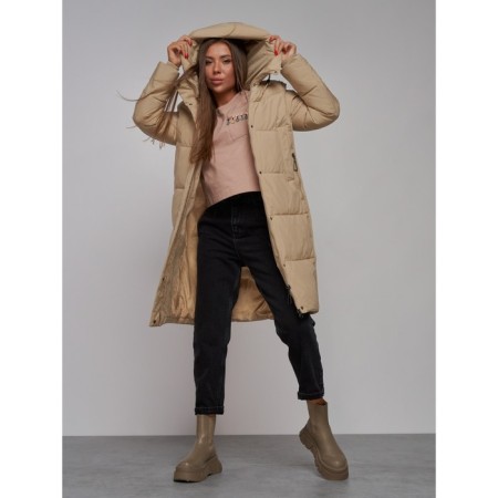 Coat insulated winter female, size 48, color light brown-14