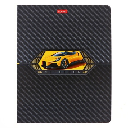 Notebook of 48 sheets in a cage, Autocarbon, covered cardboard, selective varnish, an offset block 65g/m2, mix-4