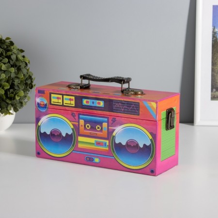 Casket wood to the leatherette "A acidic tape recorder" 25x9x14 cm-1