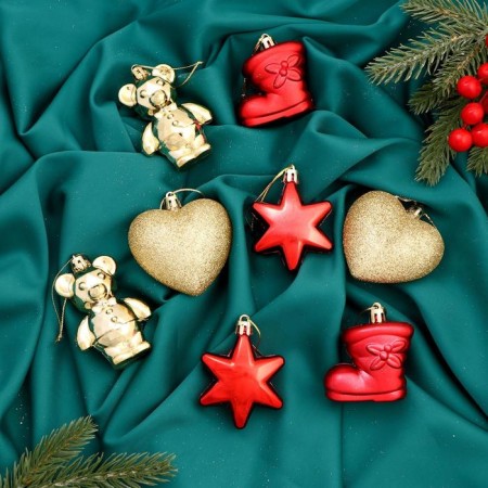 Set of jewelry plastic 8 pcs "Disco Bear Assorted" gold red