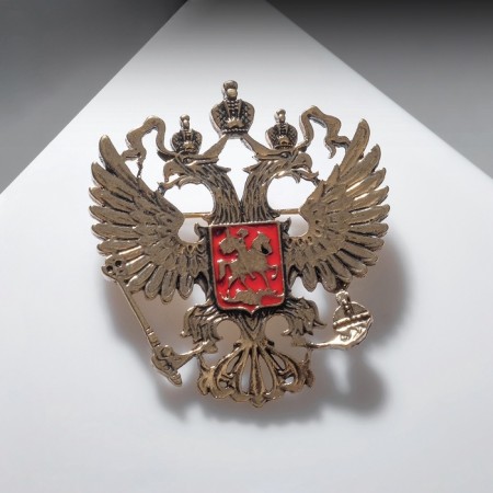 Brooch "Emblem of the Russian Federation", red color in gold-2